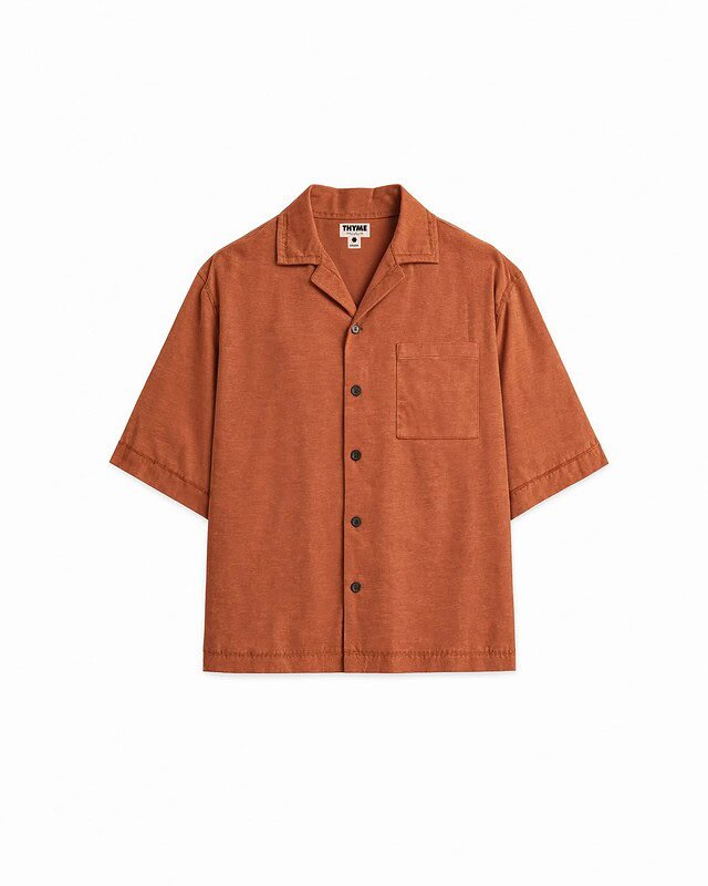 Seoul 06 Clay short sleeve, oversized button-up shirt with chest pocket